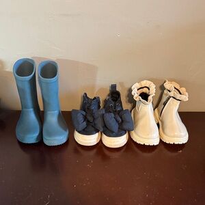 Set of Three Kids' Boots - Blue, Black, and Cream